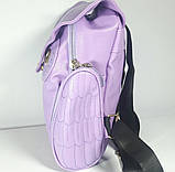 Рюкзак молодіжний для дівчинки "Сова" шкірозамінник бузковий, фото 3