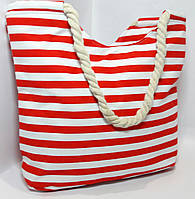 Пляжна сумка текстильна літня дрібна червона смуга