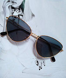 Сонцезахисні окуляри з кольоровою лінзою трикутної форми Чорний з золотом
