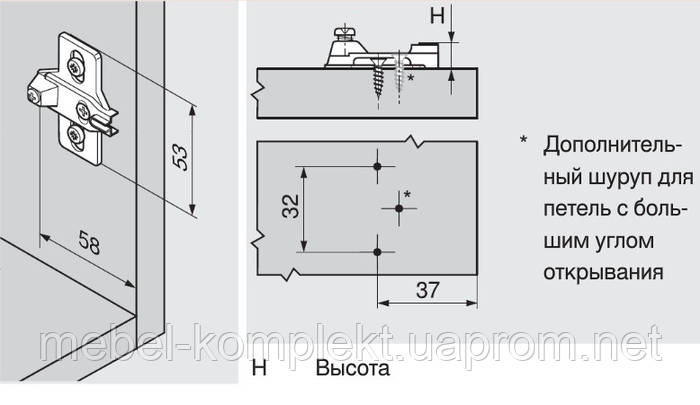 Опорная планка Н-0мм BLUM MODUL (ID#79808921), купить на Prom.ua