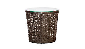 Стола журнальний Каїр без скла, каркас алюміній, іск. ротанг Коричнева, he55 см (Terico ТМ)