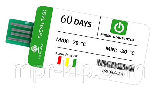 Одноразовый регистратор температуры Fresh Tag 1 на 60 дней (-30 ...+ 70 С; ±0.5 С). IP67. PDF - фото 1 - id-p878761173