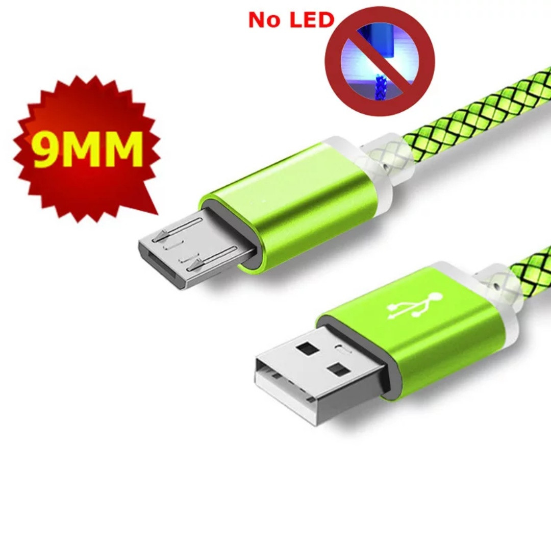 Подовжений USB кабель Micro USB 9 mm салатовий для захищених смартфонів