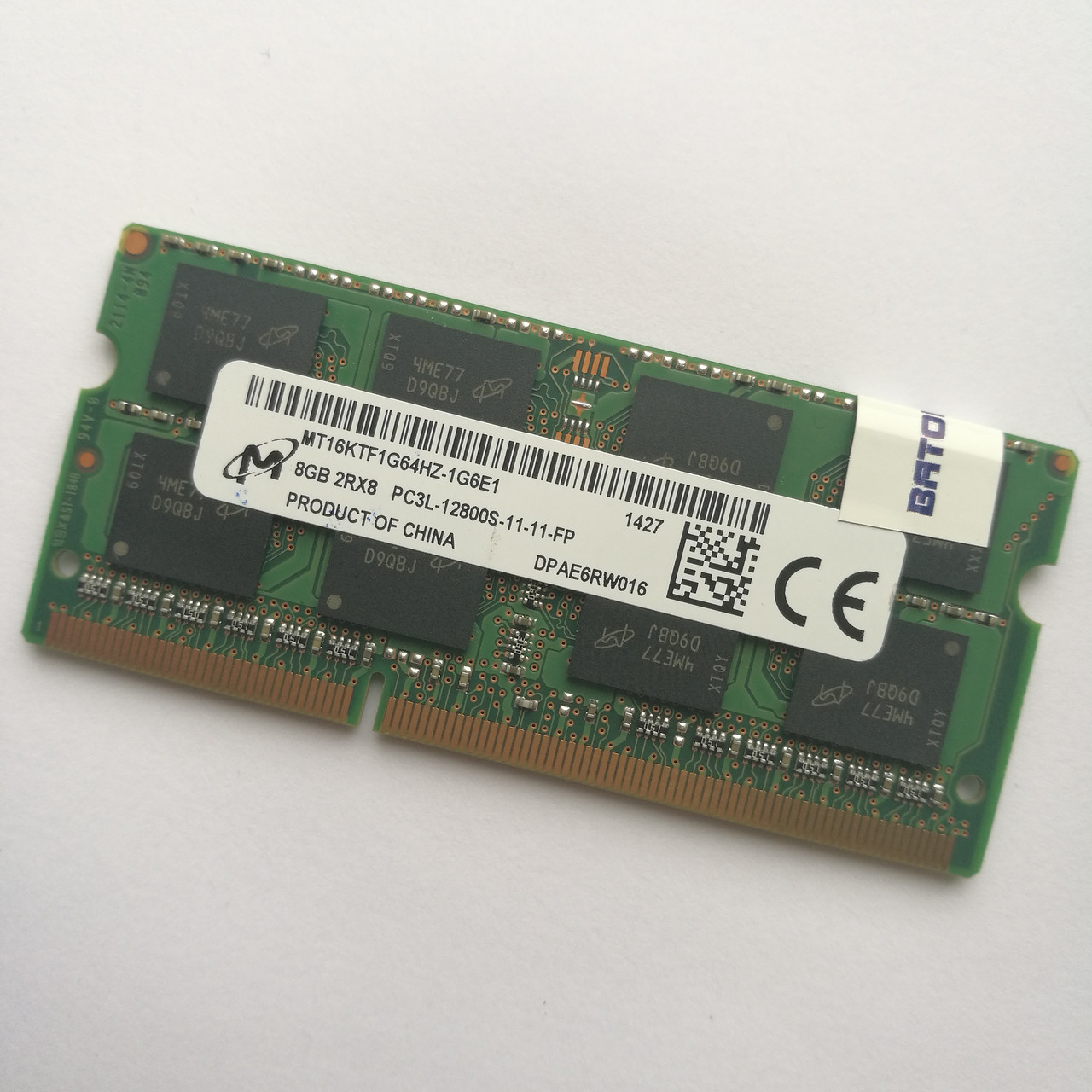Оперативна пам'ять для ноутбука Micron SODIMM DDR3L 8Gb 1600MHz 12800s CL11 (MT16KTF1G64HZ-1G6E1) Б/В