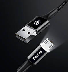 Двосторонній Кабель Baseus Mirror Design Micro USB з Led-підсвіткою для заряджання та передавання даних (1 метр)