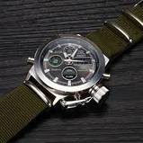 Годинник чоловічий наручний AMST Biden+фірмова коробка в подарунок nylon green-silver-black, фото 6