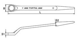 Ключ накидний односторонній (ударний, під трубу) кут 45° 21мм Toptul AAAS2121, фото 2