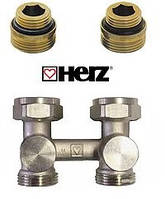 Прямий вузол нижнього підключення Herz з перехідниками 3/4"F(E)х3/4" (бінокль)
