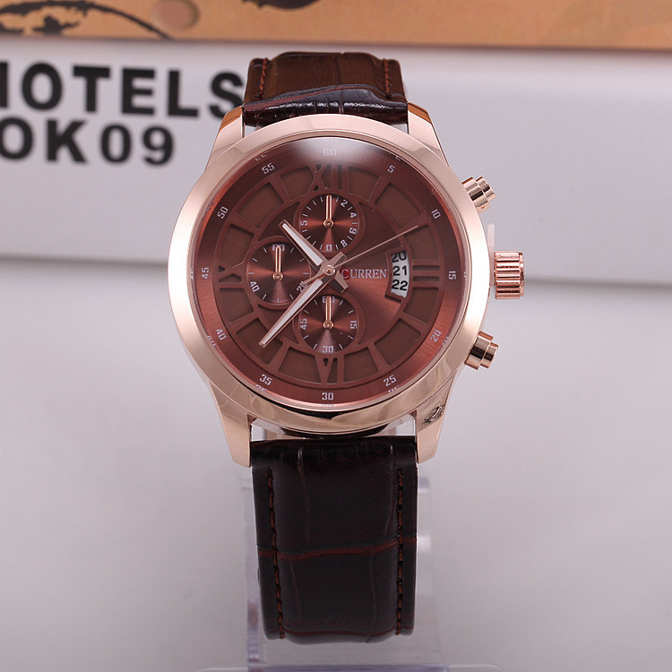 Годинник чоловічий Curren Touareg gold brown