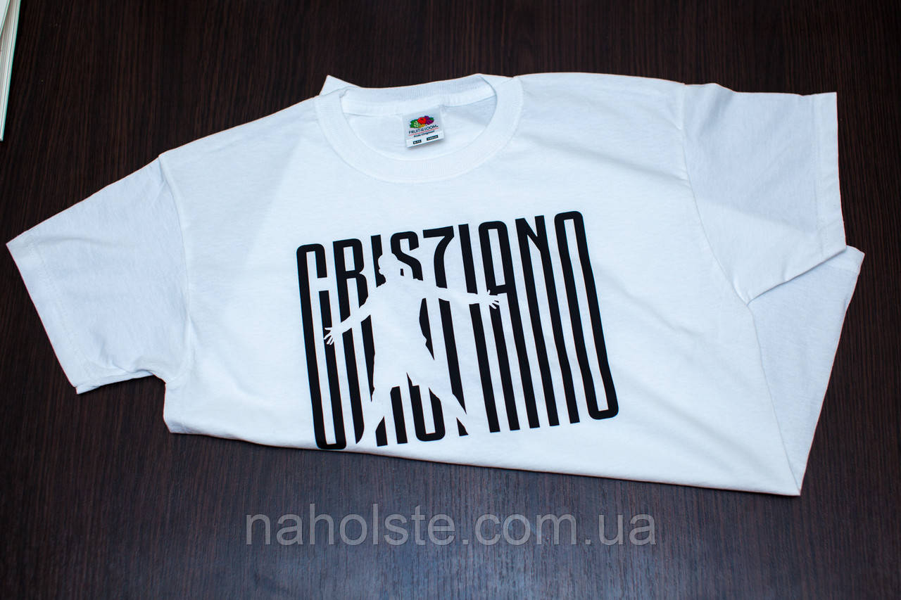 Футболка "Кріштіану Роналду. Cristiano Ronaldo". Чорна, Біла.  Розміри XS, S, M, L, XL, XXL