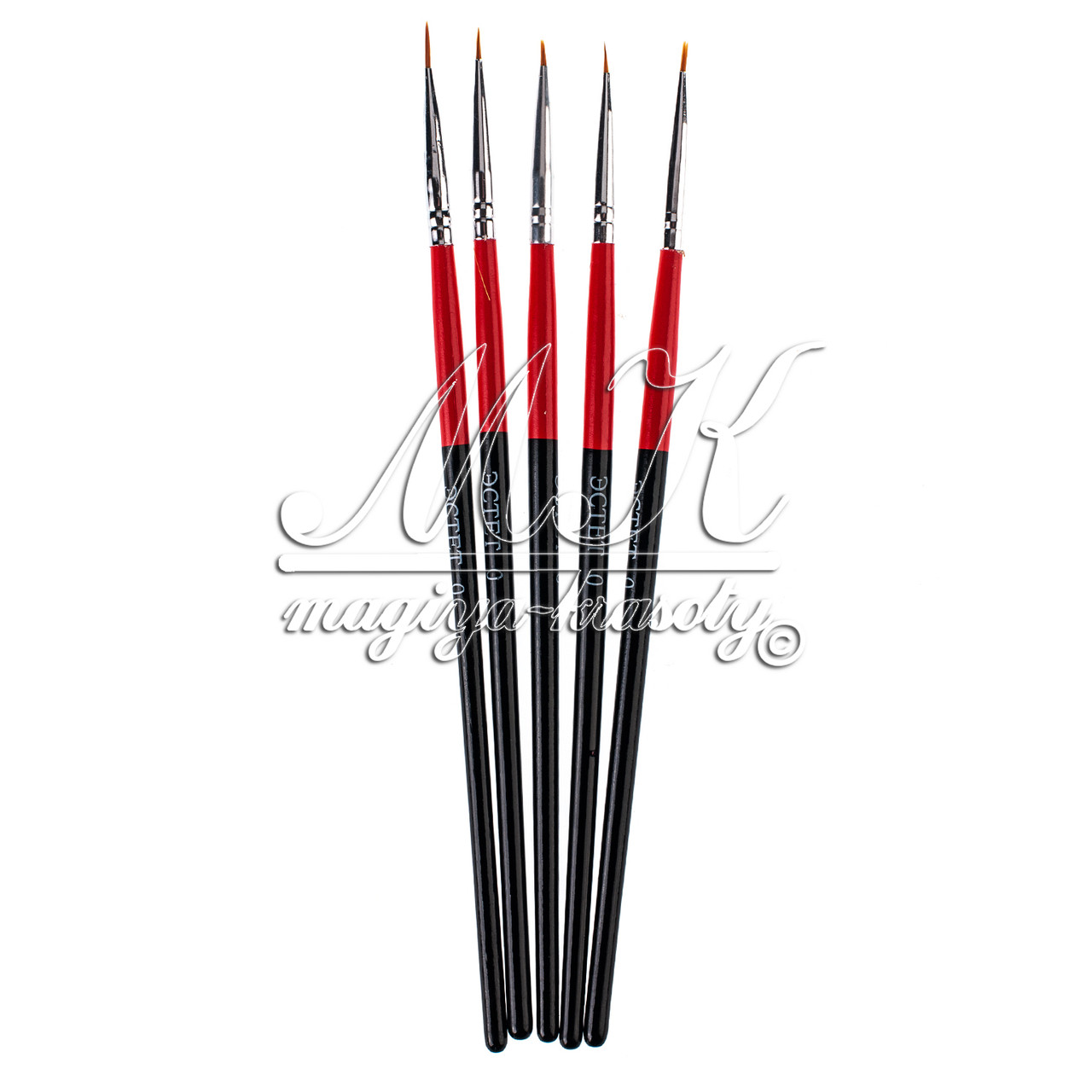 Набір пензлів для малювання "Естет" 5 шт., чорні з червоним No00