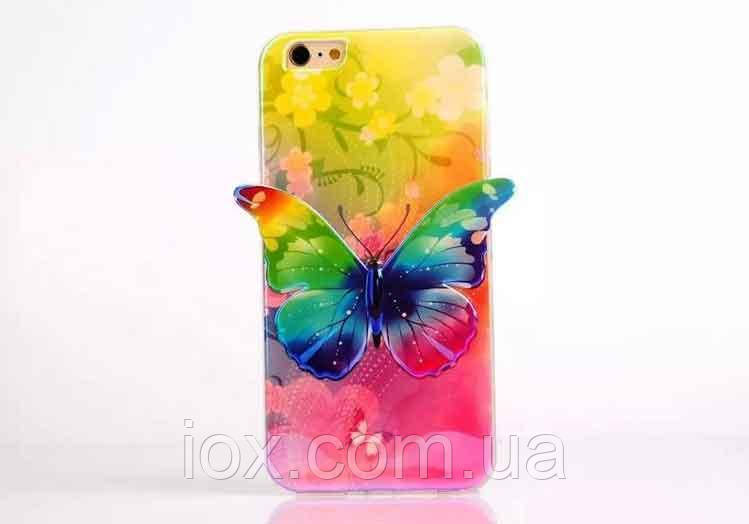 Силіконовий зелений чохол "Метелик" 3D для Iphone 6/6S