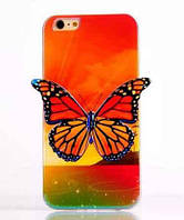 Силиконовый оранжевый чехол "Бабочка" 3D для Iphone 6/6S