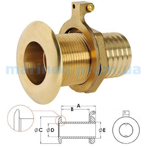 Штуцер для слива в море, 1/2", ø 19 мм., желтая латунь., цена 355 грн ...