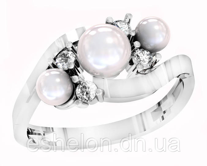 Кільце жіноче срібне Pearl Orion, фото 1