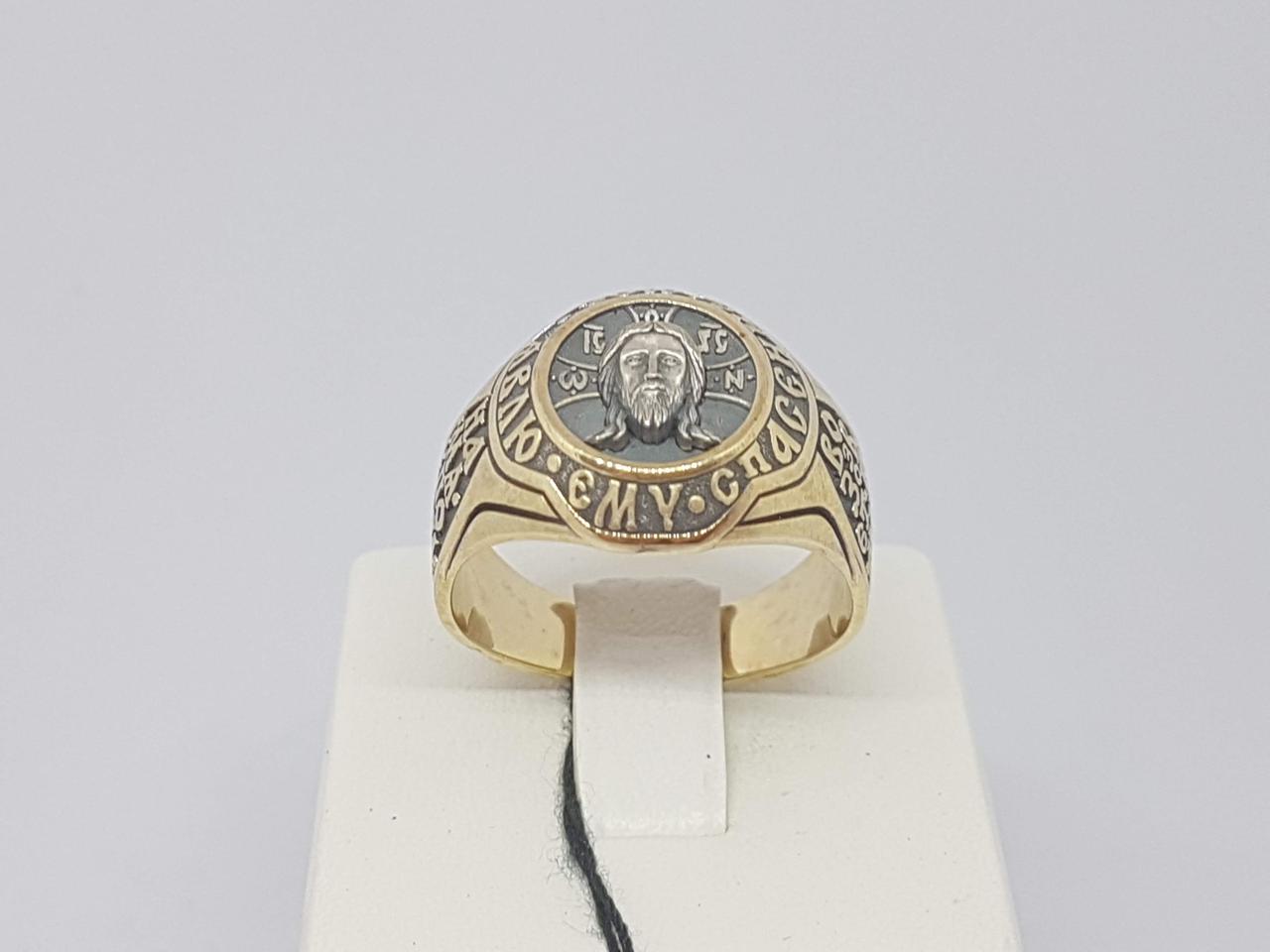 Золоте кільце "Ісус Христос". 80756-Ч ЄВРО 21,5, фото 1
