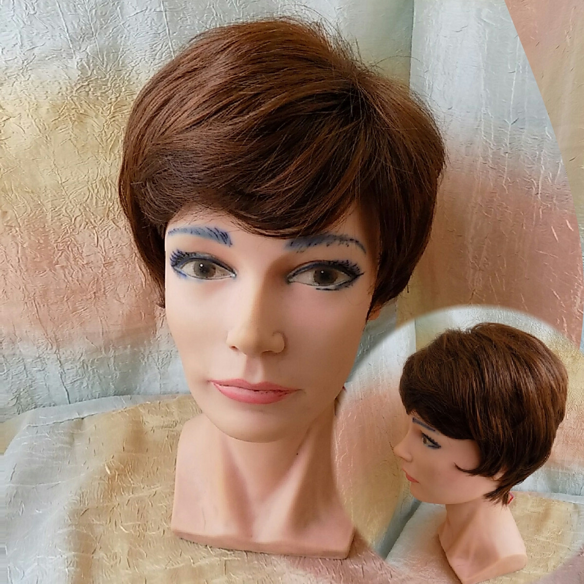 Коротка перука з термоволокна темно-мідний E-9318-6TR, фото 1