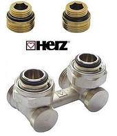 Кутовий вузол нижнього підключення Herz з перехідниками 3/4"F(E)х3/4" (бінокль)