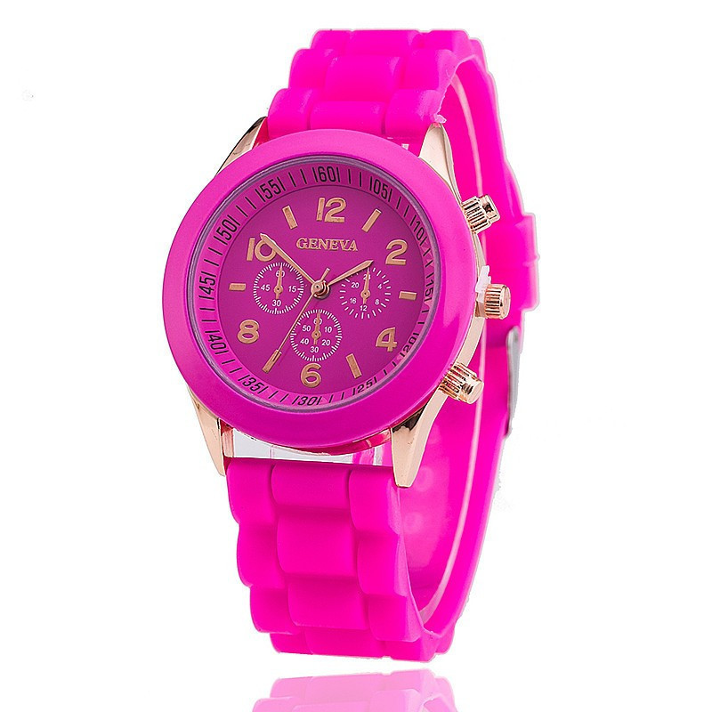 Жіночий наручний силіконовий годинник Geneva pink