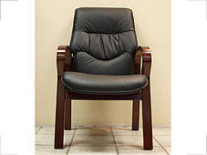 Крісло для конференцій Монако дерево Горіх, комбінована шкіра люкс Чорна (Діал ТМ), фото 3