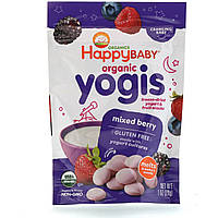 Happy Family Organics, yogis, Йогуртово-фруктовые снэки со вкусом ягод, 1 унция (28 г)