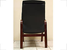 Крісло офісне для конференцій Монако дерево палісандр комбінована шкіра люкс чорна (Діал ТМ), фото 3