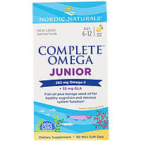 Nordic Naturals, Complete Omega Junior, со вкусом лимона, 283 мг, 90 мягких миникапсул