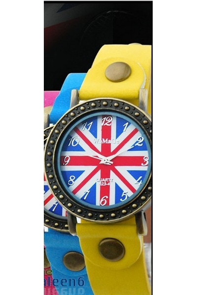 Годинник жіночий наручний BRITISH FLAG yellow (жовтий), фото 1