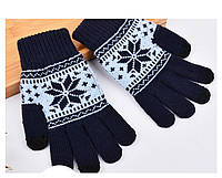 Рукавиці для сенсорних екранів Touch Gloves Snowflake dark blue (синій)