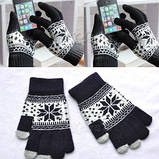 Рукавиці для сенсорних екранів Touch Gloves Snowflake dark blue (синій), фото 2