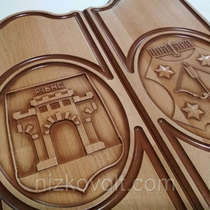 Сувенірні нарди "Герб Рівне - Герб Полтави" 425*175*36 мм, фото 1