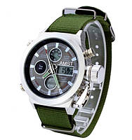 Часы мужские наручные AMST Biden+фирменная коробка в подарок nylon green-silver-black
