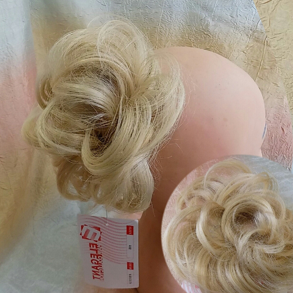 Гумка шиньон з канекалона платіновий блонд 990-15ВТ613N, фото 1