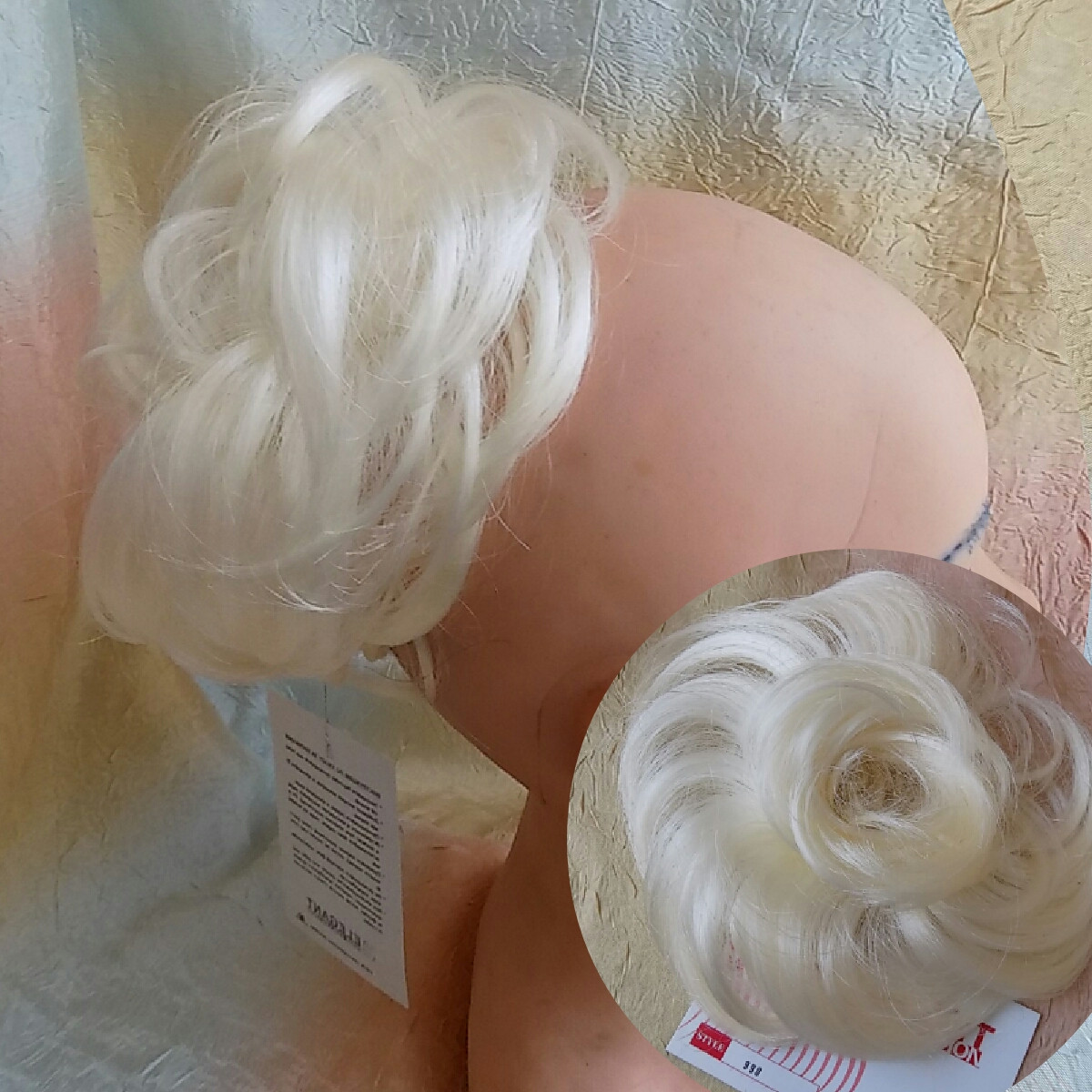 Гумка шиньон з канекалона сніжний блонд 990-613А, фото 1