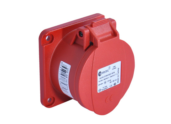 Роз'єм силовий: розетка фланцева 75х75, 32 А, 4 полюси 3p+e, IP44