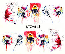 Наклейки для манікюрного дизайну кульбаб і метелик STZ-613