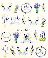 Наклейки для манікюрного дизайну лаванда STZ-615