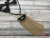 Стильный кулон с золотыми цепочками на черном шнурке подвеска на шею 19249 (45 см)