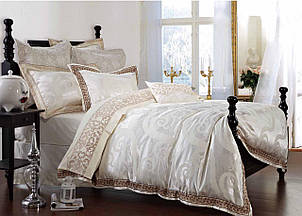 Комплект постільної білизни Bella Villa сатин жакард з мереживом