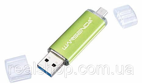 Флеш накопичувач 16 GB + microUSB OTG WANSENDA (green)