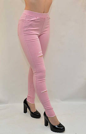 Джинси жіночі яскраві рвані з необробленим низом L \ XL, рожевий, фото 2