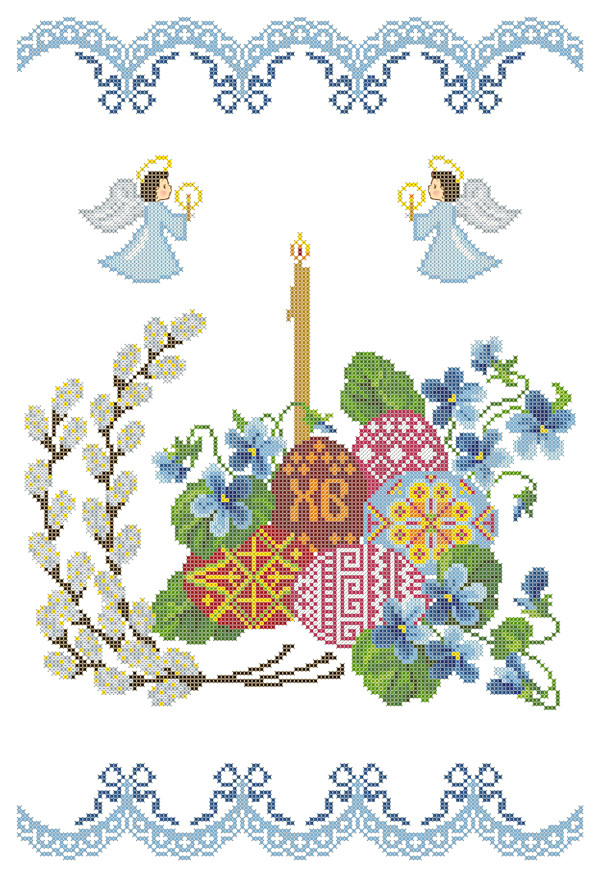 ХВВГ-105. Схема для вишивки бісером Великодній рушник