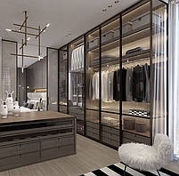 Шафа Гардеробна кімната на замовлення з фасадами скло та шпон дуба