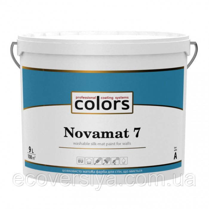Фарба шовковисто-матова стійка до миття Сolors Novamat 7