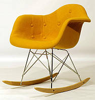 Мягкое кресло качалка Leon Soft Rack Eames RAR шерсть желтое W-4, Charles Eames Rocker Shell
