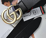 Жіночий шкіряний ремінь в стилі GUCCI пряжка золото ширина 3.8 см, фото 3