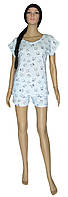 Пижама подростковая для девочки 19012 Smile ментол коттон меланж, футболка с шортами
