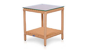 Стола журнальний Лондон без скла, каркас алюміній, позов, ротанг Бежевий, 45х45 см (Terico ТМ)