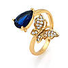 Кільце Метелик (синій цирконий); p.16 + ; р.17.5 + ; позолота 18К, фото 4