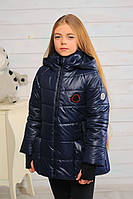 Куртка дитяча для дівчинки Анабель весна осінь джинс 122,128,140 см плащівка капюшон